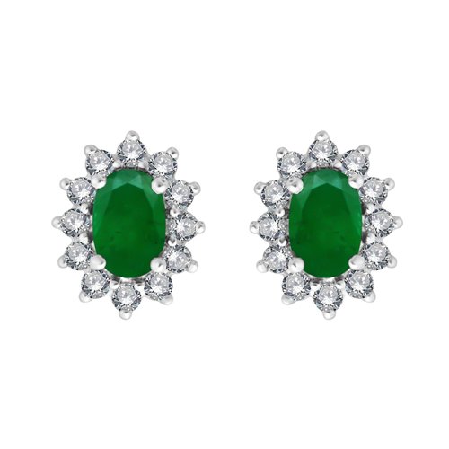 Boucles d'oreilles toi et moi émeraude et diamant en or 18 carats