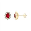 Boucles d'oreilles toi et moi rubis et diamant en or 18 carats