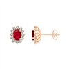 Boucles d'oreilles toi et moi rubis et diamant en or 18 carats