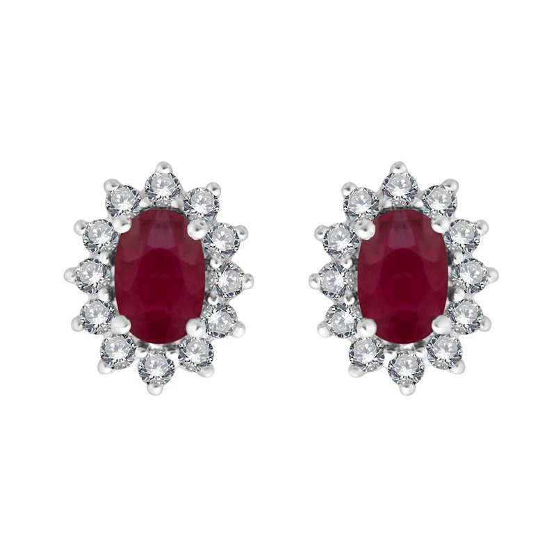 Boucles d'oreilles toi et moi rubis et diamant en or 18 carats