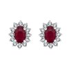 Boucles d'oreilles toi et moi rubis et diamant en or 18 carats
