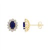 Boucles d'oreilles serti clos saphir et diamant en or 18 carats