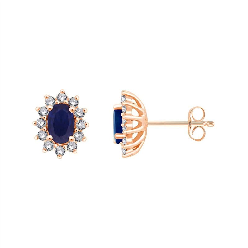 Boucles d'oreilles serti clos saphir et diamant en or 18 carats