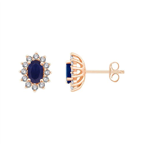 Boucles d'oreilles serti clos saphir et diamant en or 18 carats