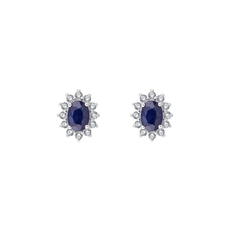 Boucles d'oreilles serti clos saphir et diamant en or 18 carats