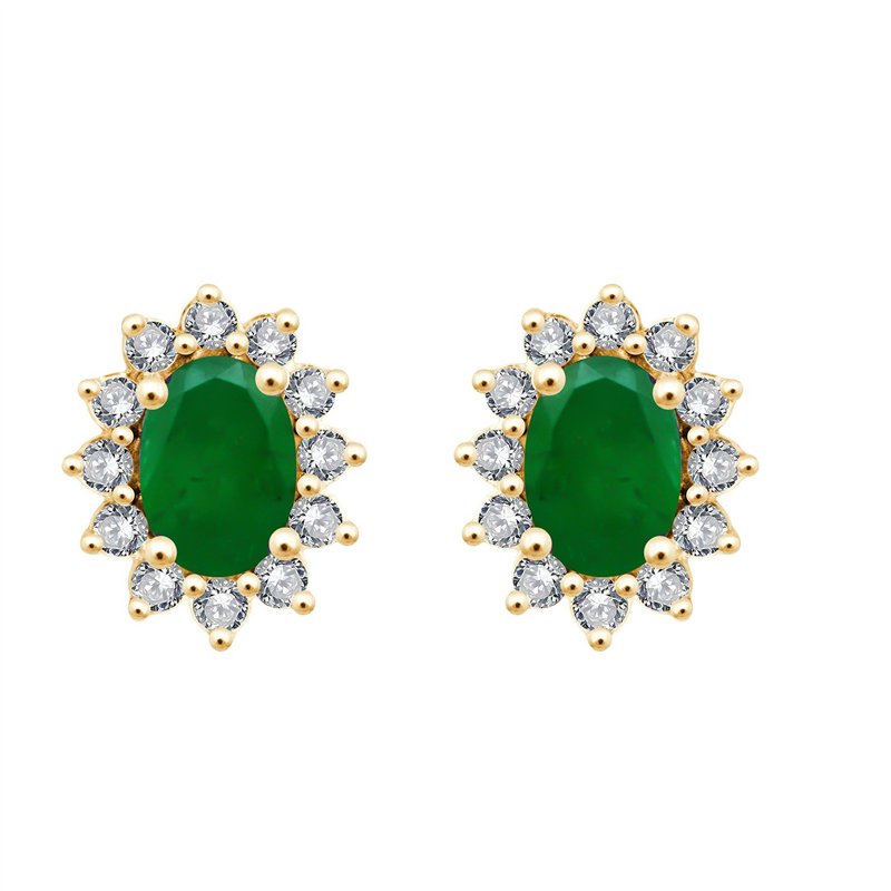 Boucles d'oreilles émeraude et diamant en or 18 carats