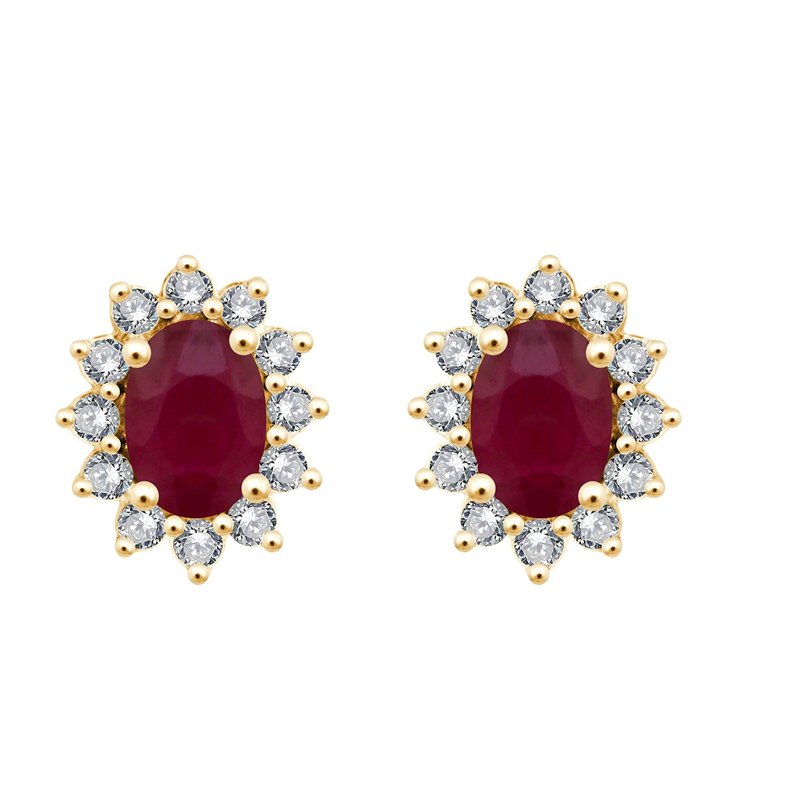 Boucles d'oreilles serti clos rubis et diamant en or 18 carats
