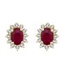 Boucles d'oreilles serti clos rubis et diamant en or 18 carats