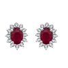 Boucles d'oreilles serti clos rubis et diamant en or 18 carats