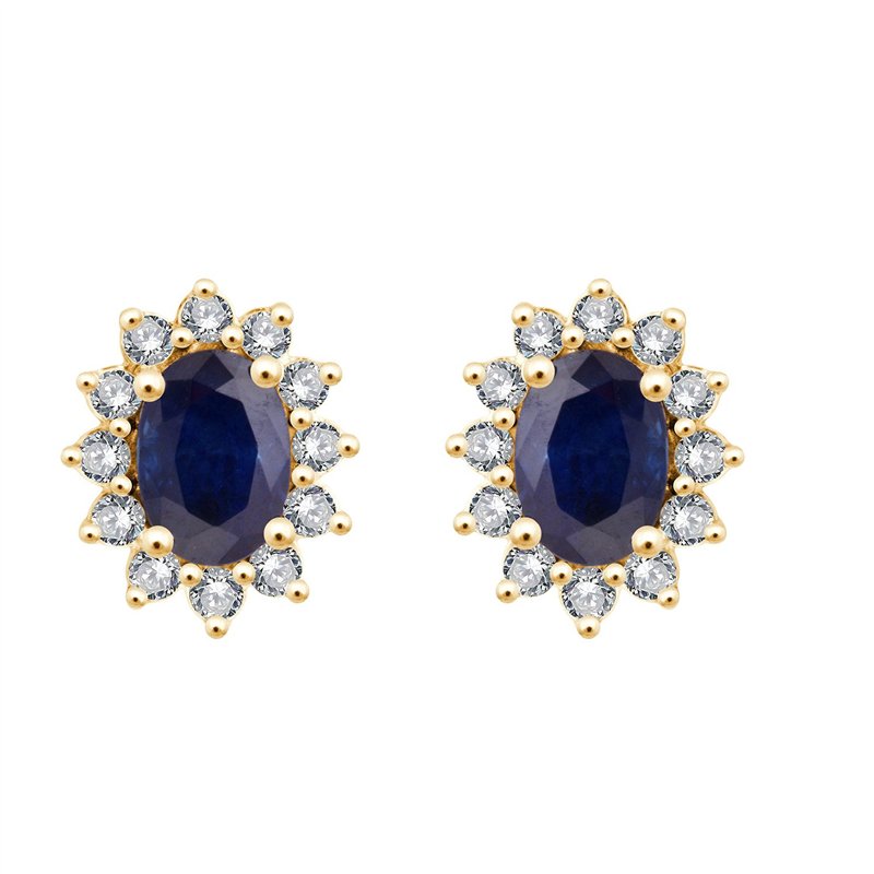Boucles d'oreilles serti clos saphir et diamant en or 18 carats