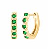 Boucles d'oreilles serti clos pierre précieuse et émeraude en or 18 carats