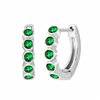 Boucles d'oreilles serti clos pierre précieuse et émeraude en or 18 carats