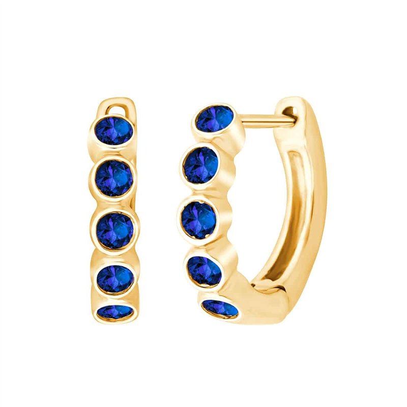 Boucles d'oreilles trilogie pierre précieuse et saphir en or 18 carats