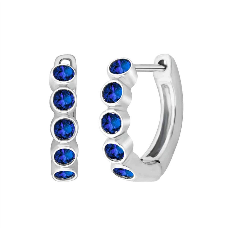 Boucles d'oreilles trilogie pierre précieuse et saphir en or 18 carats