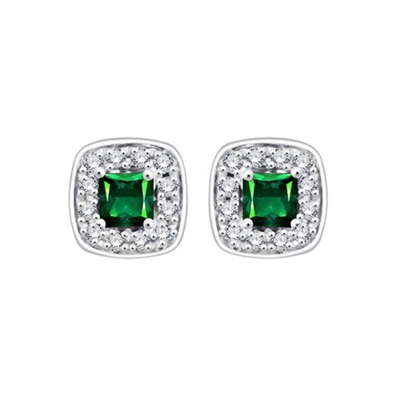 Boucles d'oreilles émeraude et diamant en or 18 carats