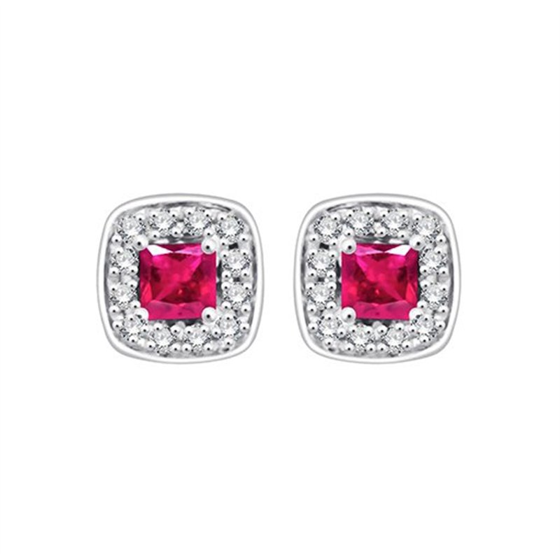 Boucles d'oreilles rubis et diamant en or 18 carats