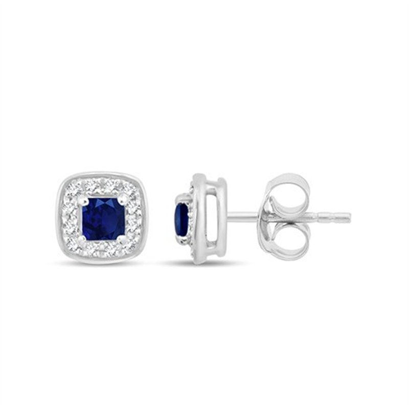 Boucles d'oreilles saphir et diamant en or 18 carats