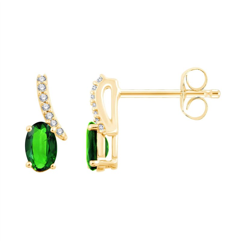 Boucles d'oreilles émeraude et diamant en or 18 carats