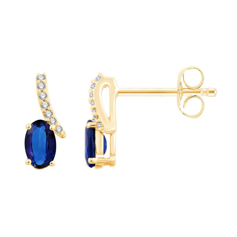 Boucles d'oreilles saphir et diamant en or 18 carats