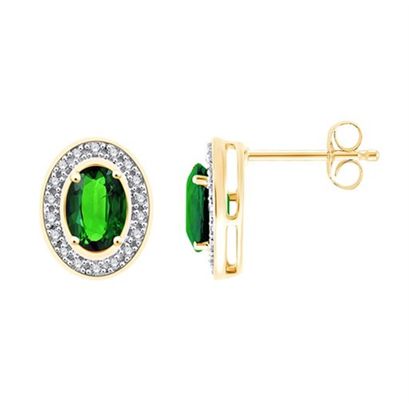 Boucles d'oreilles émeraude et diamant en or 18 carats