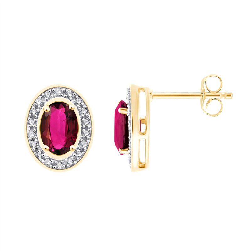 Boucles d'oreilles rubis et diamant en or 18 carats