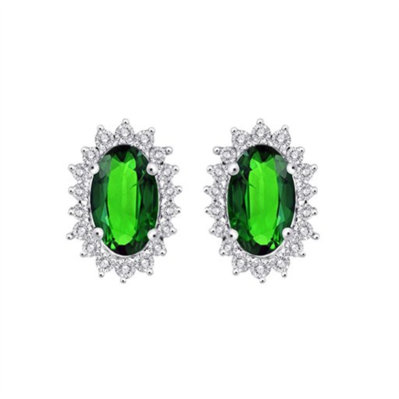 Boucles d'oreilles émeraude et diamant en or 18 carats