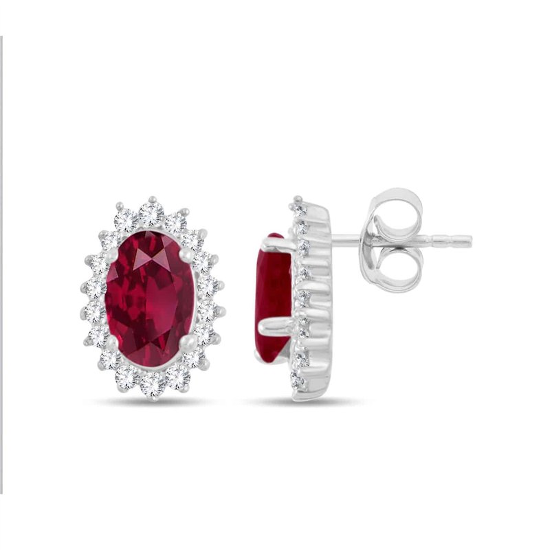 Boucles d'oreilles rubis et diamant en or 18 carats