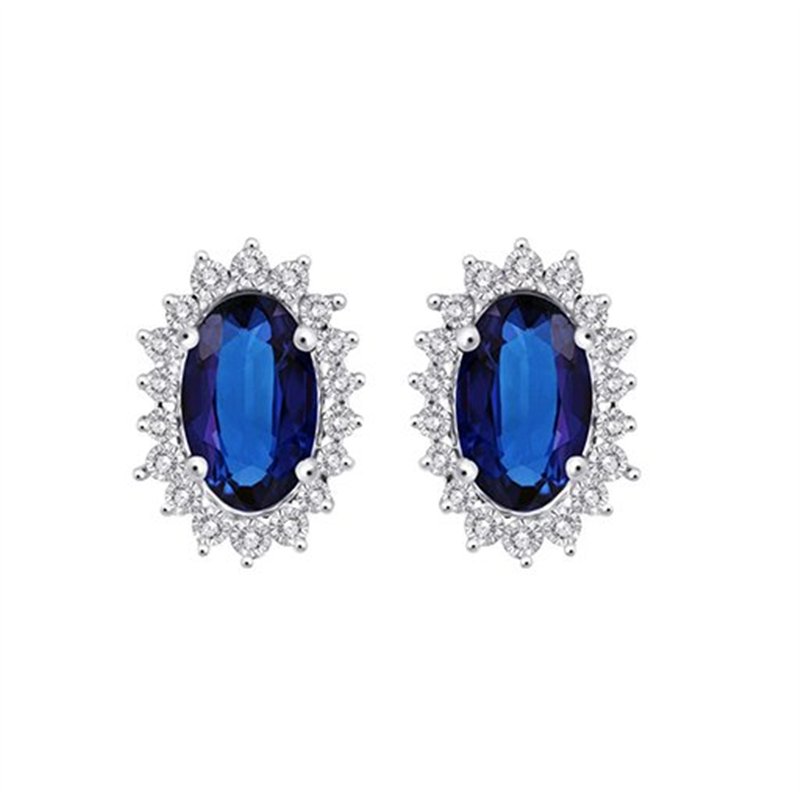 Boucles d'oreilles saphir et diamant en or 18 carats