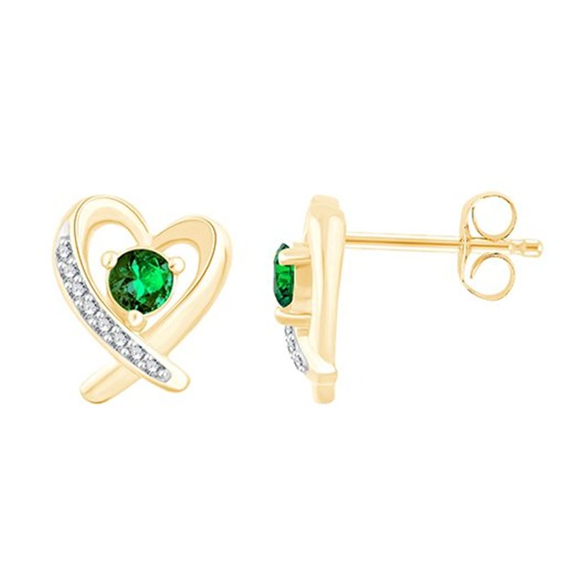 Boucles d'oreilles émeraude et diamant en or 18 carats