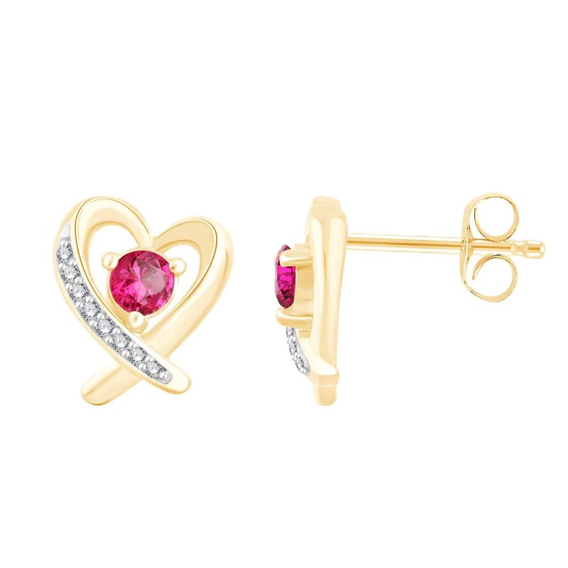 Boucles d'oreilles rubis et diamant en or 18 carats