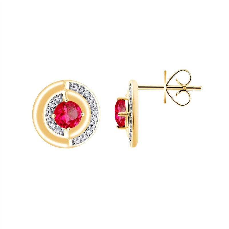 Boucles d'oreilles rubis et diamant en or 18 carats