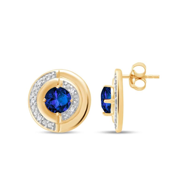 Boucles d'oreilles saphir et diamant en or 18 carats
