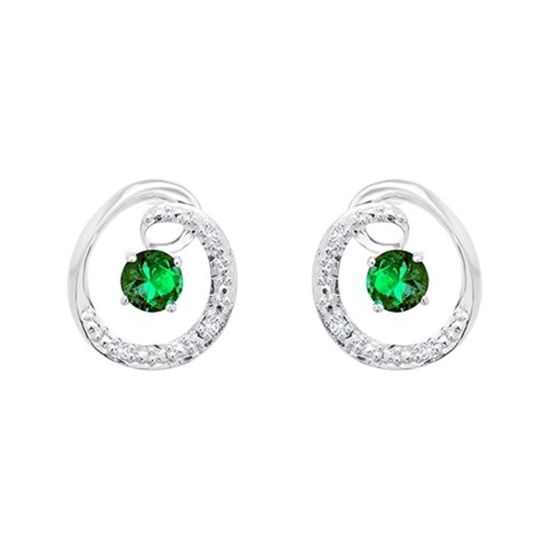 Boucles d'oreilles émeraude et diamant en or 18 carats
