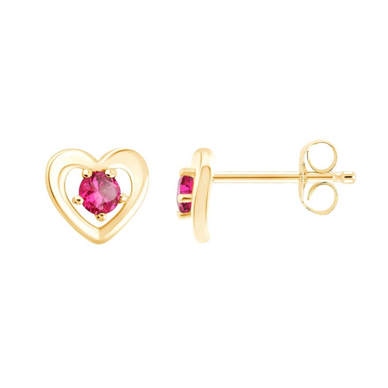 Boucles d'oreilles pierre précieuse et rubis en or 18 carats
