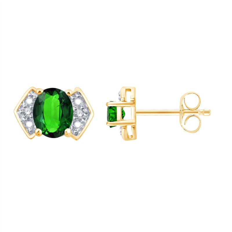 Boucles d'oreilles émeraude et diamant en or 18 carats