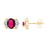 Boucles d'oreilles rubis et diamant en or 18 carats