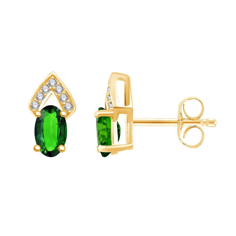 Boucles d'oreilles émeraude et diamant en or 18 carats