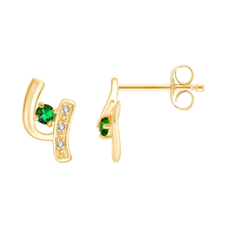 Boucles d'oreilles émeraude et diamant en or 18 carats