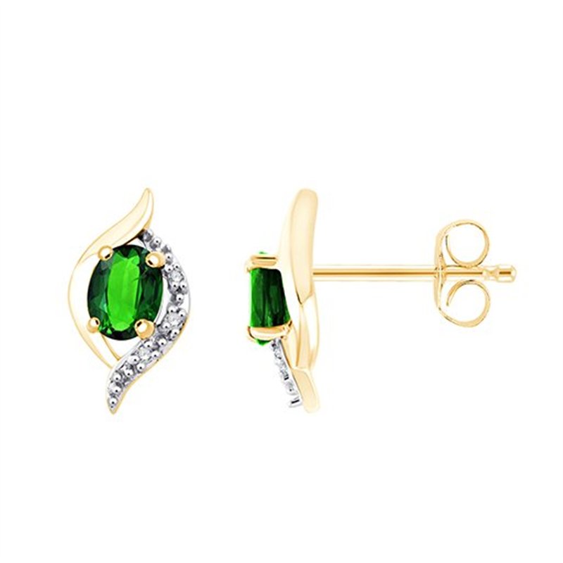 Boucles d'oreilles émeraude et diamant en or 18 carats