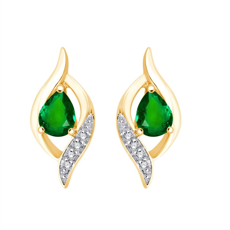 Boucles d'oreilles émeraude et diamant en or 18 carats