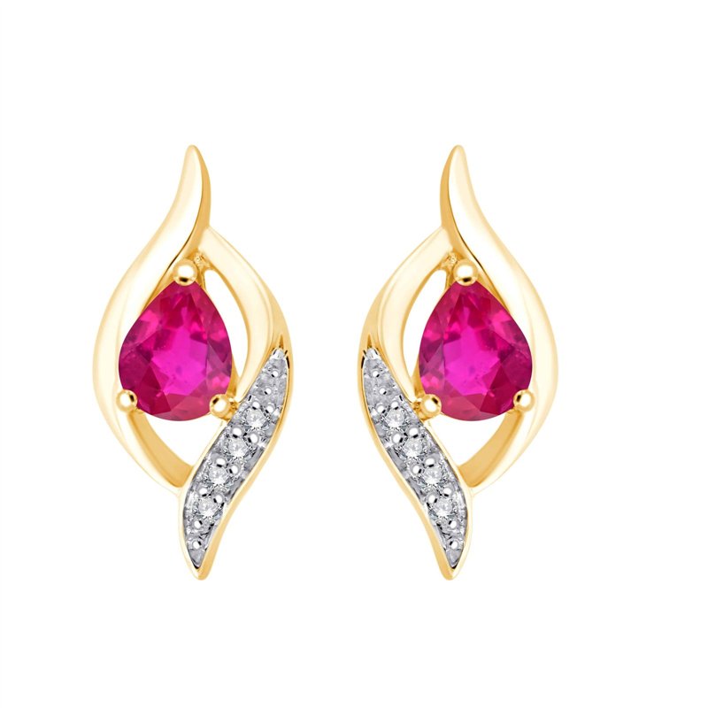 Boucles d'oreilles rubis et diamant en or 18 carats
