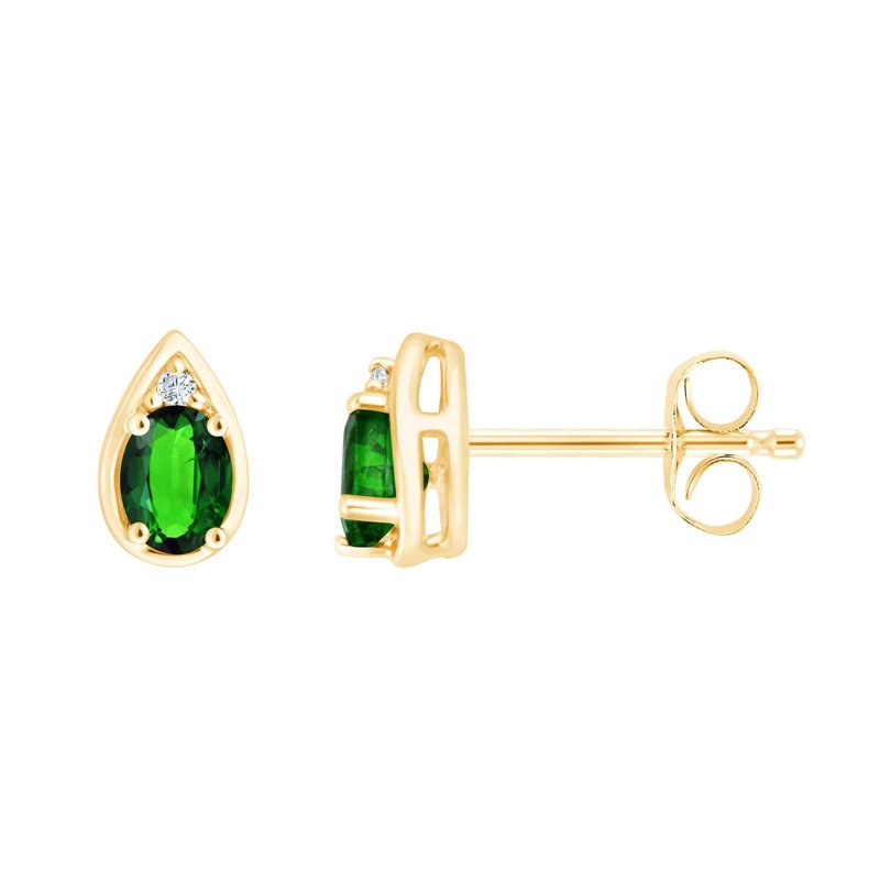 Boucles d'oreilles émeraude et diamant en or 18 carats
