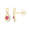 Boucles d'oreilles rubis et diamant en or 18 carats