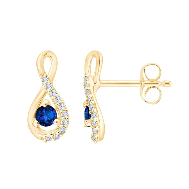 Boucles d'oreilles saphir et diamant en or 18 carats
