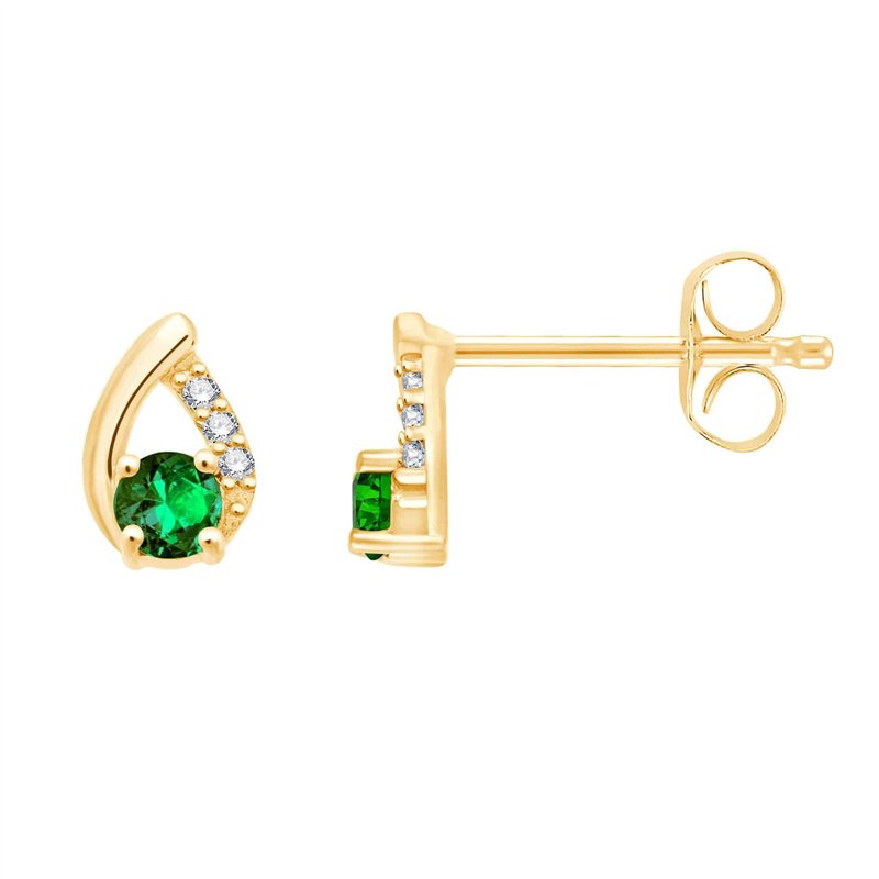 Boucles d'oreilles émeraude et diamant en or 18 carats