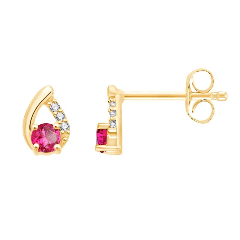 Boucles d'oreilles rubis et diamant en or 18 carats