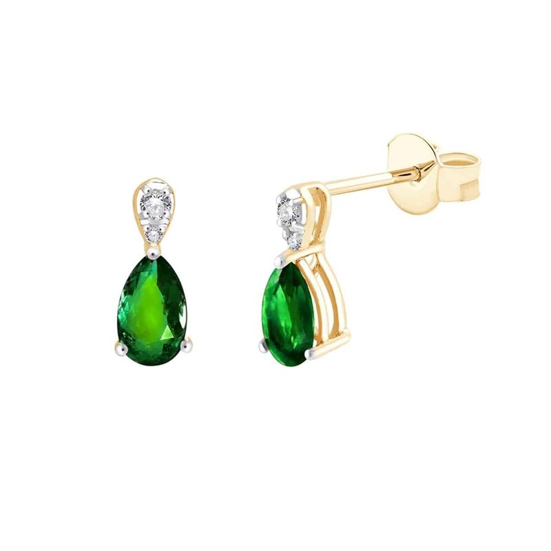 Boucles d'oreilles émeraude et diamant en or 18 carats