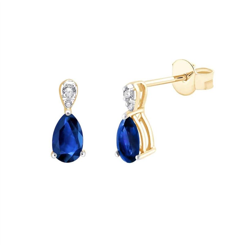 Boucles d'oreilles serti clos saphir et diamant en or 18 carats