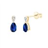 Boucles d'oreilles serti clos saphir et diamant en or 18 carats
