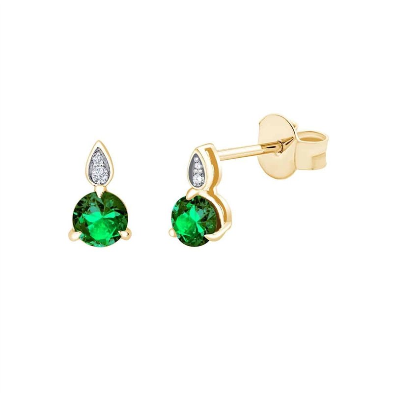 Boucles d'oreilles émeraude et diamant en or 18 carats